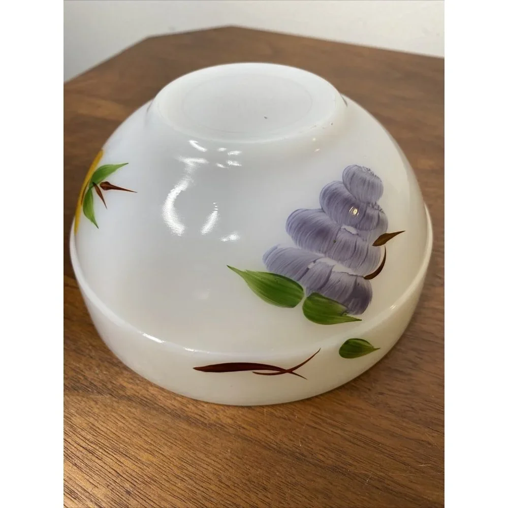 Vintage Fire King Oven Ware Milk Glass Fruit Bowl Grapes Peach Pear 6